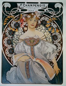 Reklam för tryckeriet-förlaget F. Champenois - av Mucha av Alphonse Mucha