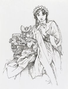 Annonsaffisch för Ian Amos Komensky Lodge av Alphonse Mucha