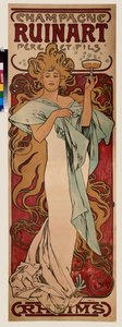 Reklamaffisch för Ruinart champagne. Affisch av Alfons Maria Mucha (Alphonse Marie Mucha av Alphonse Marie Mucha