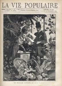En elegant man köper blommor i en floristbutik. Illustration av Alfons Maria Mucha (Alphonse Marie Mucha av Alphonse Mucha