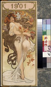 Årets kalender 1901. Konstverk av Alfons Maria Mucha (Alphonse Marie Mucha av Alphonse Marie Mucha