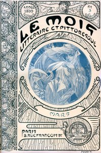 Tidningens omslag (månadstidskrift) Den litterära och pittoreska månaden av Alphonse Mucha (1860-1939): Mars 1899 - Maison de la Bonne Presse - av Alphonse Mucha