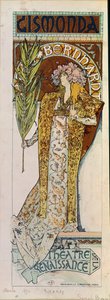 Gismonda med skådespelerskan Sarah Bernhardt ... av Alphonse Marie Mucha