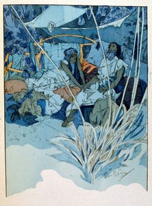 Illustration av Alphonse Mucha från "Rama" en dikt i tre akter av Paul Verola. ca. 1898. Mucha (1860 – 1939). var en tjeckisk jugendmålare av Alphonse Mucha