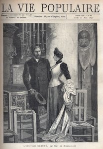 I en kyrka står ett vackert och elegant par upp bland ljus och ber till Gud. Illustration av Alfons Maria Mucha (Alphonse Marie Mucha av Alphonse Mucha