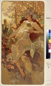 Höst (Serie av allegori om de fyra årstiderna). Konstverk av Alfons Maria Mucha (Alphonse Marie Mucha