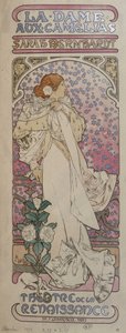 Affisch för "La dame au camélias"" på renässansteatern med Henriette Rosine Bernard dit Sarah Bernhardt (1844-1923) - av Mucha av Alphonse Mucha