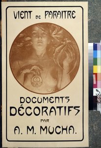 Annons för monografin ""Dekorativa dokument av A. M. Mucha."" Affisch av Alfons Maria Mucha (Alphonse Marie Mucha) av Alphonse Marie Mucha