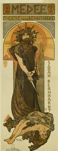 Sarah Bernhardt som Medee på Renässansteatern. 1898 (litografi)