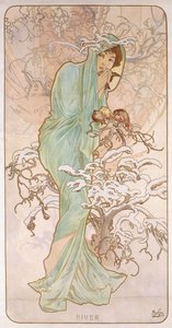 Vinter; Vinter, ca 1896 av Alphonse Mucha