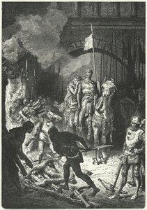 El Cid, tillsammans med sin fru Dona Jimena, övervakar byggandet av begravningsbålet för Ahmed, morisk kung av Valencia