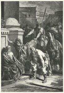 Den romerske konsuln Marcus Papirius död i den galliska säcken av Rom, 387 f.Kr. (gravyr)