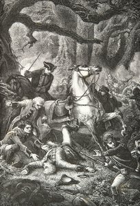 General Edward Braddocks död vid slaget vid Monongahela av Alphonse Marie de Neuville