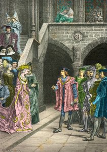Intervju mellan Anne de Bretagne och Karl 8 (Gravyr) av Alphonse Marie de Neuville