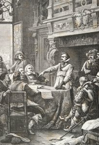 Jean Guiton svär att försvara La Rochelle under belägringen 1628 (Gravyr) av Alphonse Marie de Neuville