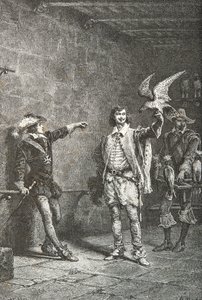 Ludvig 13 vid sexton års ålder med sin favorit, hertigen av Luynes (Gravyr) av Alphonse Marie de Neuville