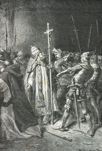 Sciarra Colonna slår påven Bonifatius 8 i Anagni av Alphonse Marie de Neuville