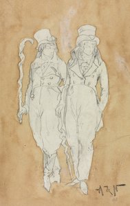 Two Young Men of Fashion Standing, andra hälften av 1800-talet. av Alphonse Marie de Neuville