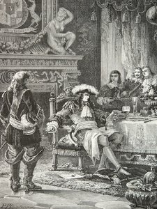 William 3 av Oranien Nassau får veta att kung James 3 av England har erkänts av Ludvig 14 (Gravyr) av Alphonse Marie de Neuville
