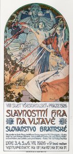 8:e Sokol-festivalen i Prag affisch, 1925