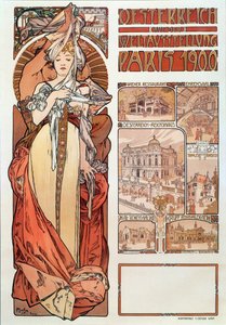 Reklamaffisch av Alphonse Mucha (1860-1939) för Österrike representerad på världsutställningen i Paris 1900 - Dim 68x98,5 cm Reklamaffisch av Alphonse Mucha för "" Österrike"" på utställningen