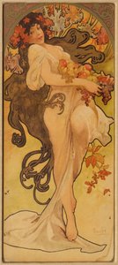 Höst från serien Les Saisons, ca. 1900. av Alphonse Mucha
