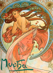 Dans från serien The Arts, 1898 av Alphonse Mucha