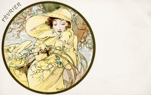 "Februari", 1900 av Alphonse Mucha