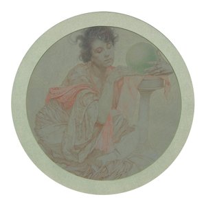 Spåkvinna med kristallkula. av Alphonse Mucha