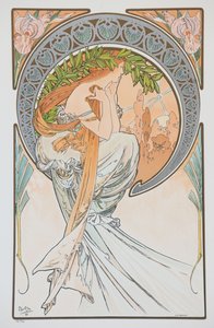 La Poesia Från serien The Arts, 1898. av Alphonse Mucha