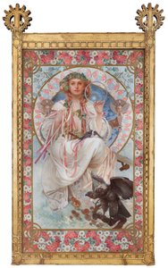 Porträtt av Josephine Crane-Bradley som Slavia av Alphonse Mucha