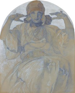 Porträtt av konstnärernas dotter, Jaroslava, ca. 1924 av Alphonse Mucha