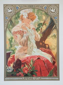 Affisch för Lefevre-Utile. Sarah Bernhardt i rollen som Melissinde i La Princesse Lointaine.