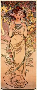 Rose, från serien De fyra blommorna, 1897 av Alphonse Mucha
