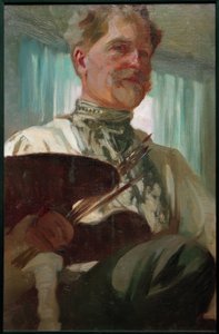 Självporträtt med palett av Alphonse Mucha