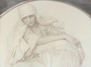 Studie av en ung kvinna av Alphonse Mucha