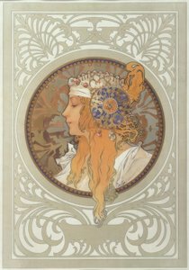 Bysantinskt huvud: Blond av Alphonse Mucha