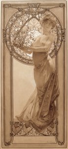 Preliminär ritning för tabell 8 av Alphonse Mucha