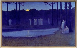 Symbolik: "" Chants de nuit"" Målning av Alphonse Osbert (1857-1939) 1896 Sön. 0,77x1,24 m Paris, musee d