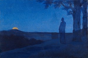 Kristi ensamhet av Osbert, Alphonse (1857-1939). Olja på trä, storlek: 37,5x56