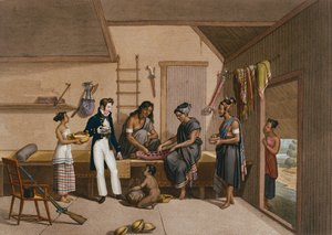 Interiör av ett hus i Coupang, Timor, från 