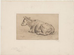 Liggande ko av Alphonse Stengelin (signed by artist)