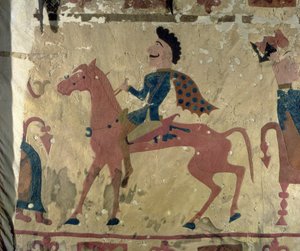 Matta som föreställer en beriden krigare, från Pazyryks gravhögar, 400-400-talet f.Kr. (textil)