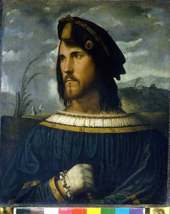 Cesare Borgia (1475 till 1507). målning av Altobello Melone 1500-talet. Carrara Academy. Bergamo