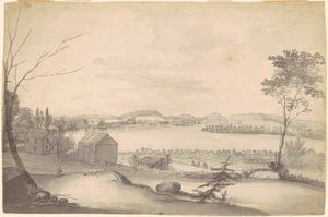 Studie för "View of Springfield on the Connecticut River" av Alvan T. Fisher