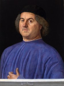 ""Porträtt av en man"" Bourgeois klädd i en blå tunika - Målning av Alvise Vivarini (cirka 1446-cirka 1505) 1497 London National Gallery av Alvise Vivarini