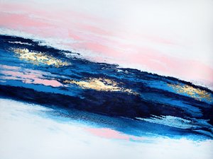 Blått, rosa, guld, abstrakt av Alyson Storms