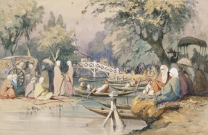 Turkar vid Temple of Sweet Waters, Konstantinopel, av Amadeo Preziosi