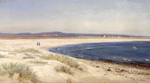 Norska:  Mennesker på en strand People on a Beach av Amaldus Nielsen