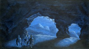 Tre män i en bergsgrotta